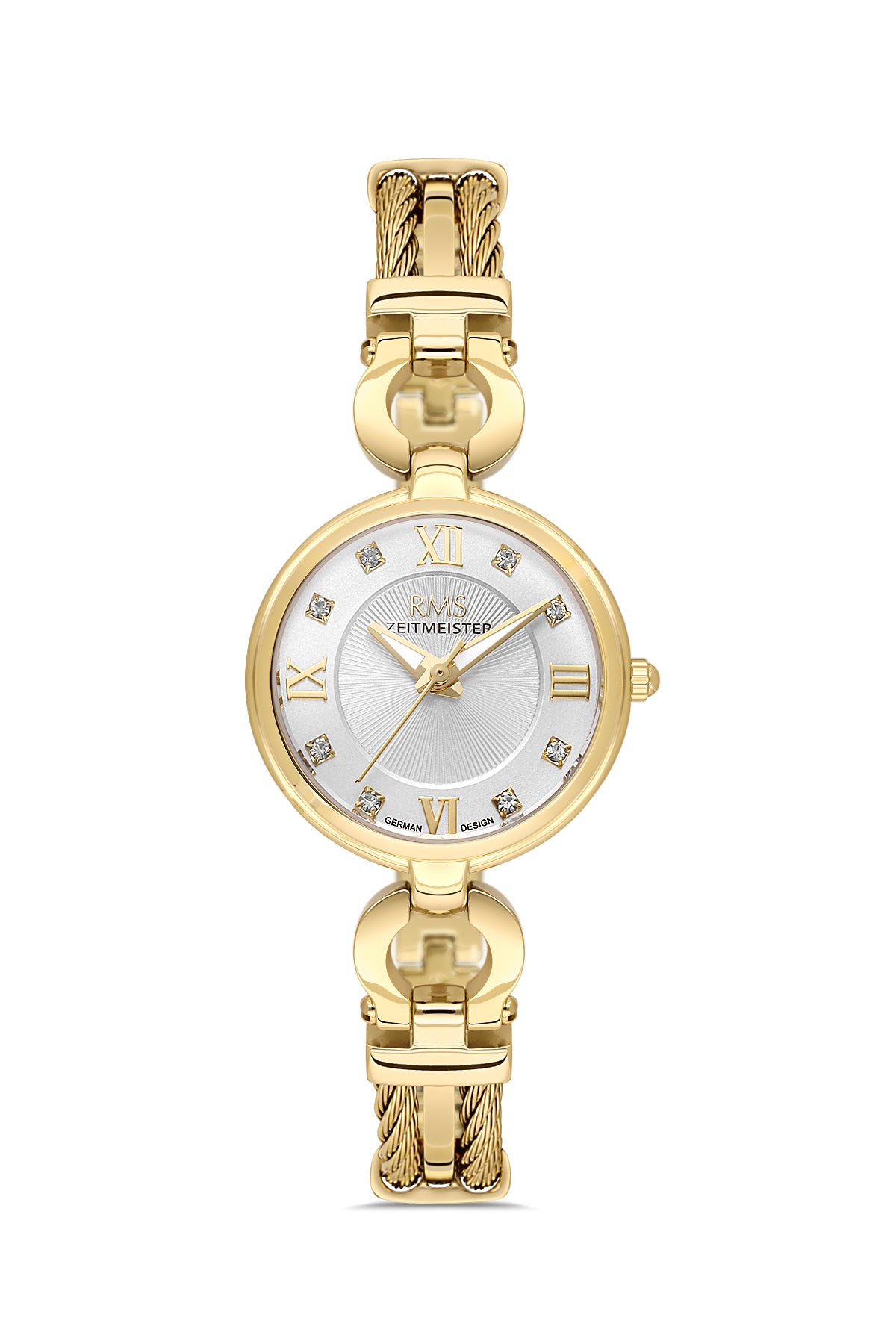 RMS Zeitmeister Silver Dial Gold Plated Women's Watch - Stainless Steel Bracelet - RMS.1.AG2234.20