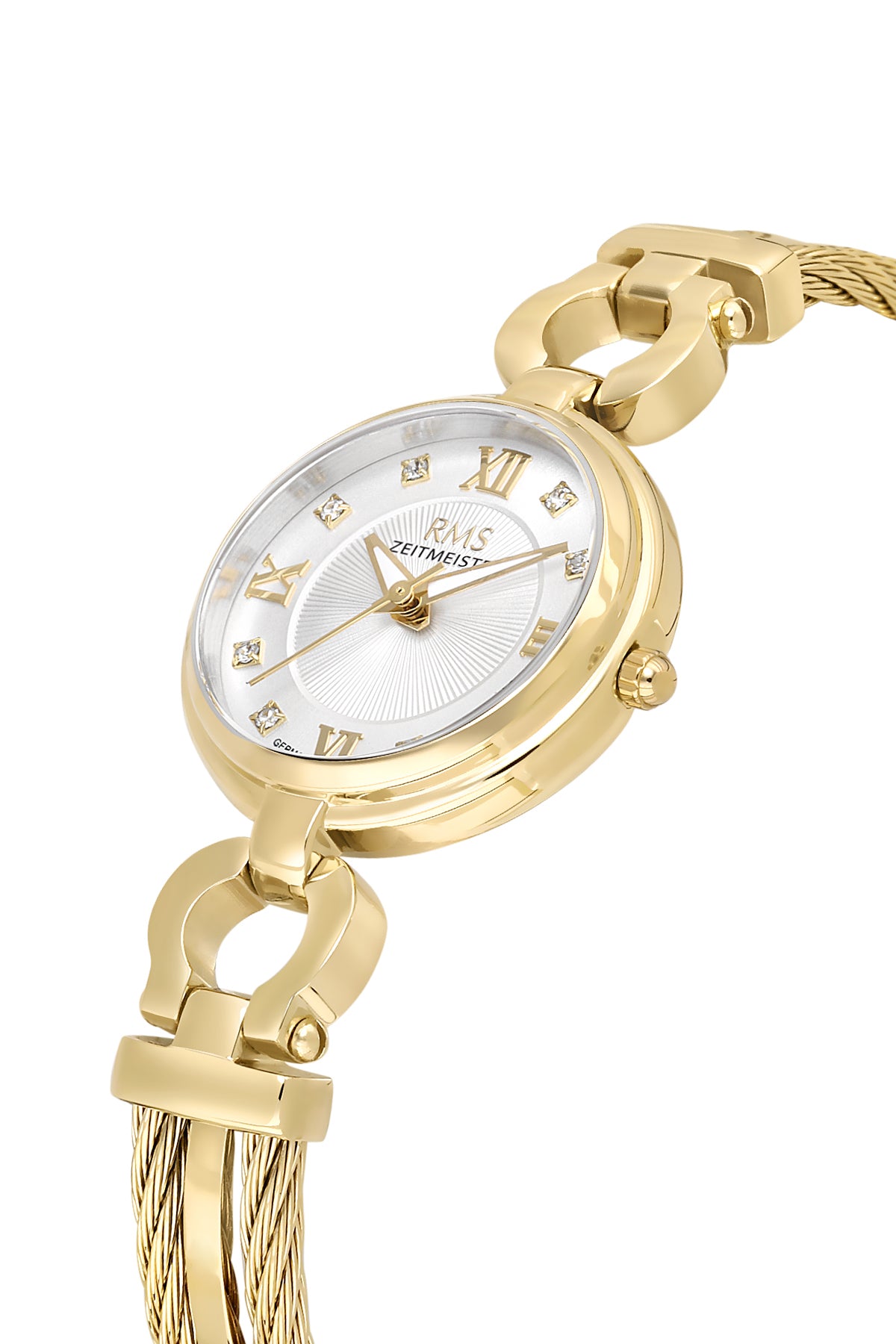 RMS Zeitmeister Silver Dial Gold Plated Women's Watch - Stainless Steel Bracelet - RMS.1.AG2234.20