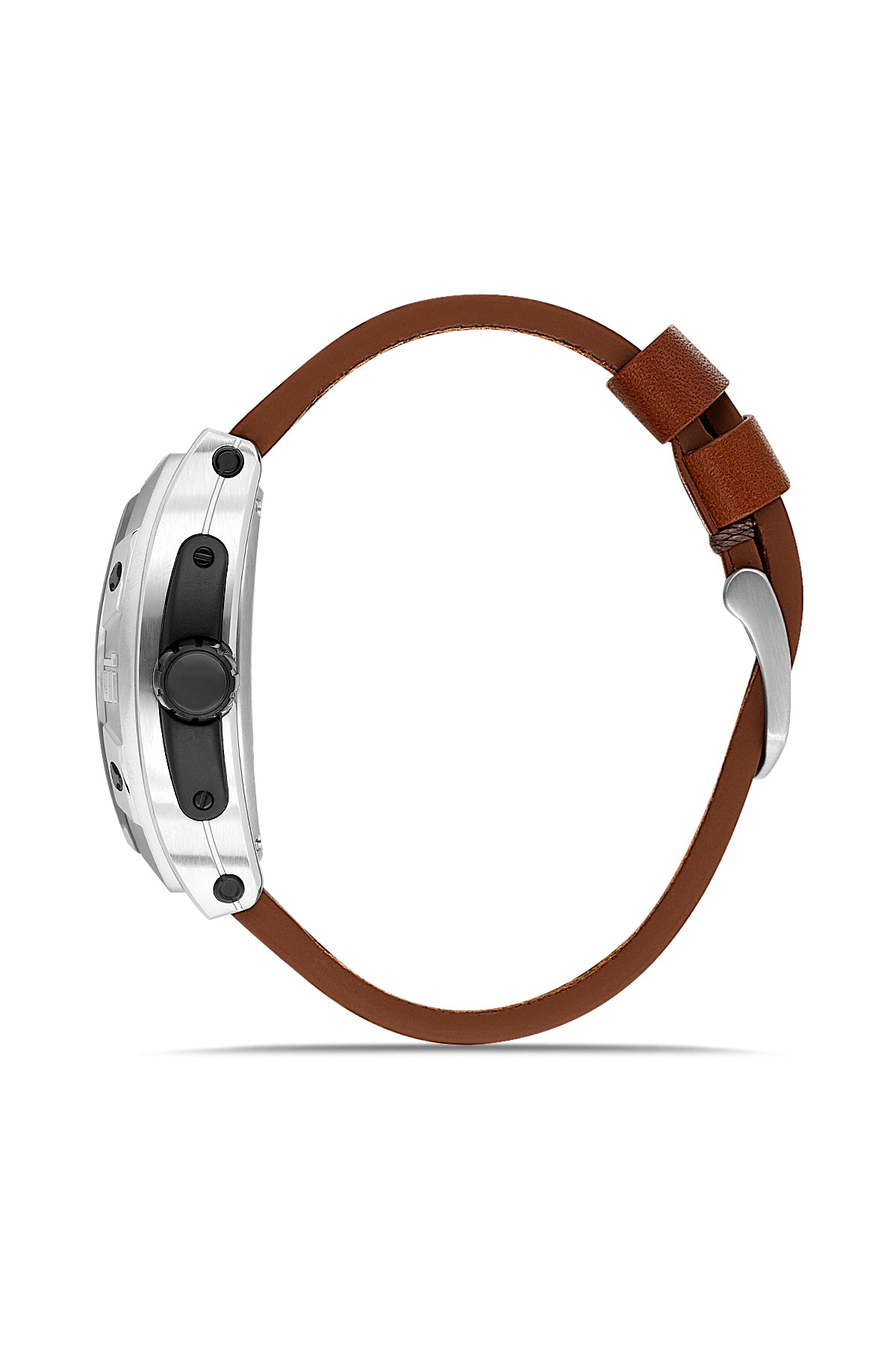 RMS Zeitmeister Black Dial Silver Plated Men's Watch - Brown Genuine Leather Strap - RMS.1.AG2235.112