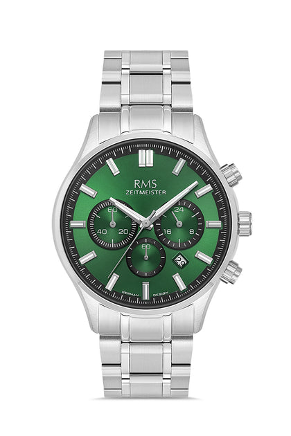 RMS Zeitmeister Green Dial Silver Plated Men's Watch - Stainless Steel Bracelet - RMS.1.AG2196.19