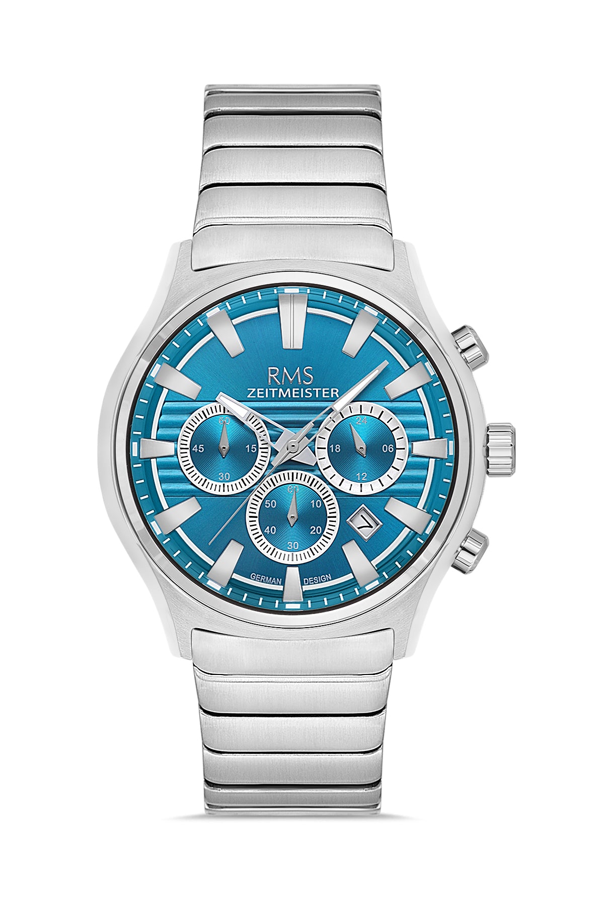 RMS Zeitmeister Tiffany Blue Dial Silver Plated Men's Watch - Stainless Steel Bracelet - RMS.1.AG2201.119
