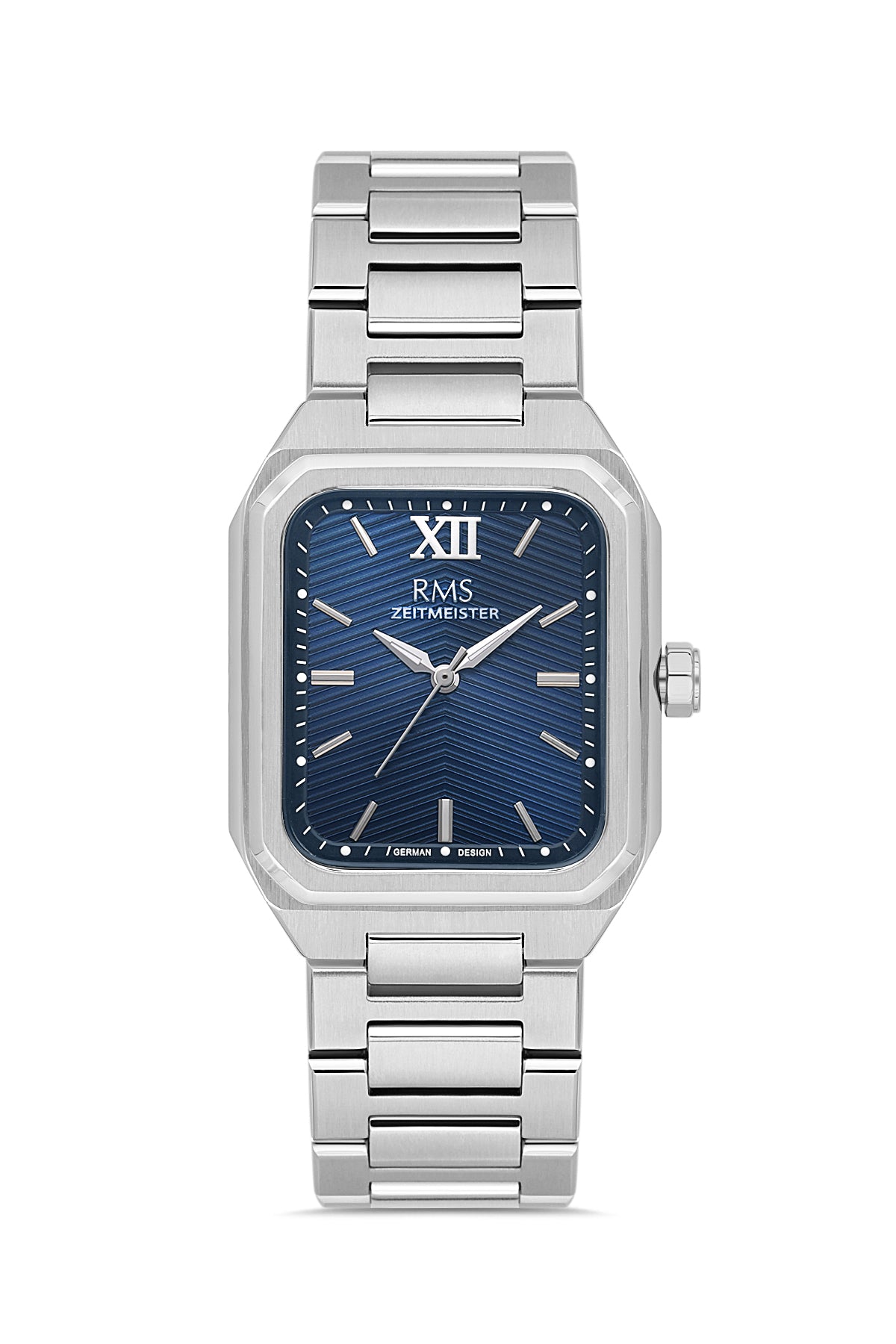 RMS Zeitmeister Blue Dial Silver Plated Men's Watch - Stainless Steel Bracelet - RMS.1.AG2204.13
