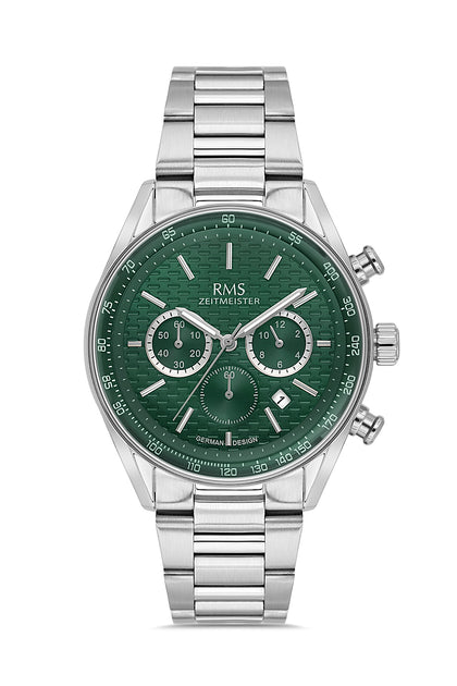 RMS Zeitmeister Green Dial Silver Plated Men's Watch - Stainless Steel Bracelet - RMS.1.AG2144.19