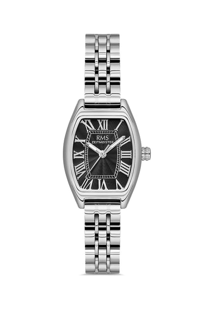 RMS Zeitmeister Black Dial Silver Plated Women's Watch - Stainless Steel Bracelet - RMS.1.AG2177.12
