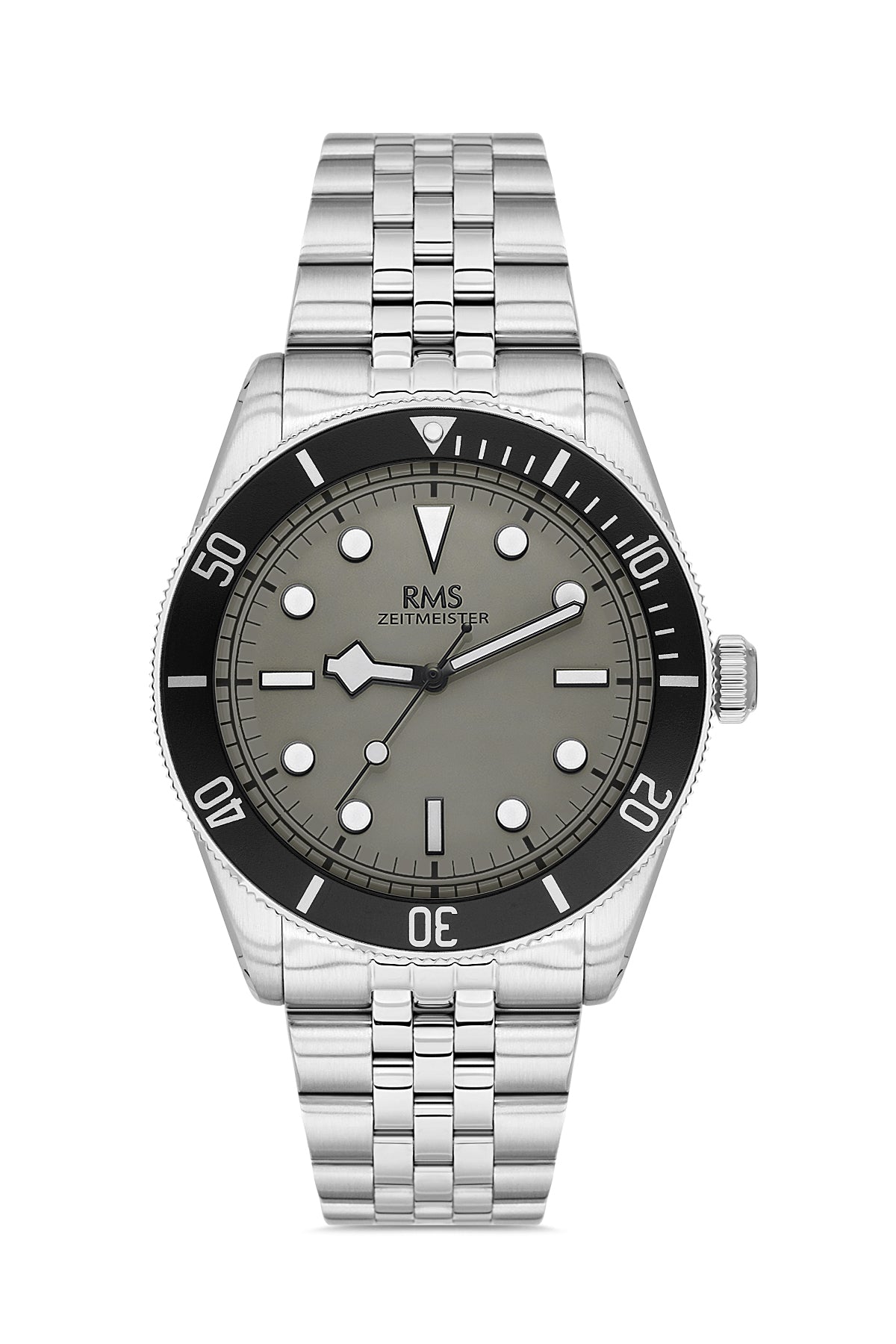 RMS Zeitmeister Grey Dial Silver Plated Men's Watch - Stainless Steel Bracelet - RMS.1.AG2192.115
