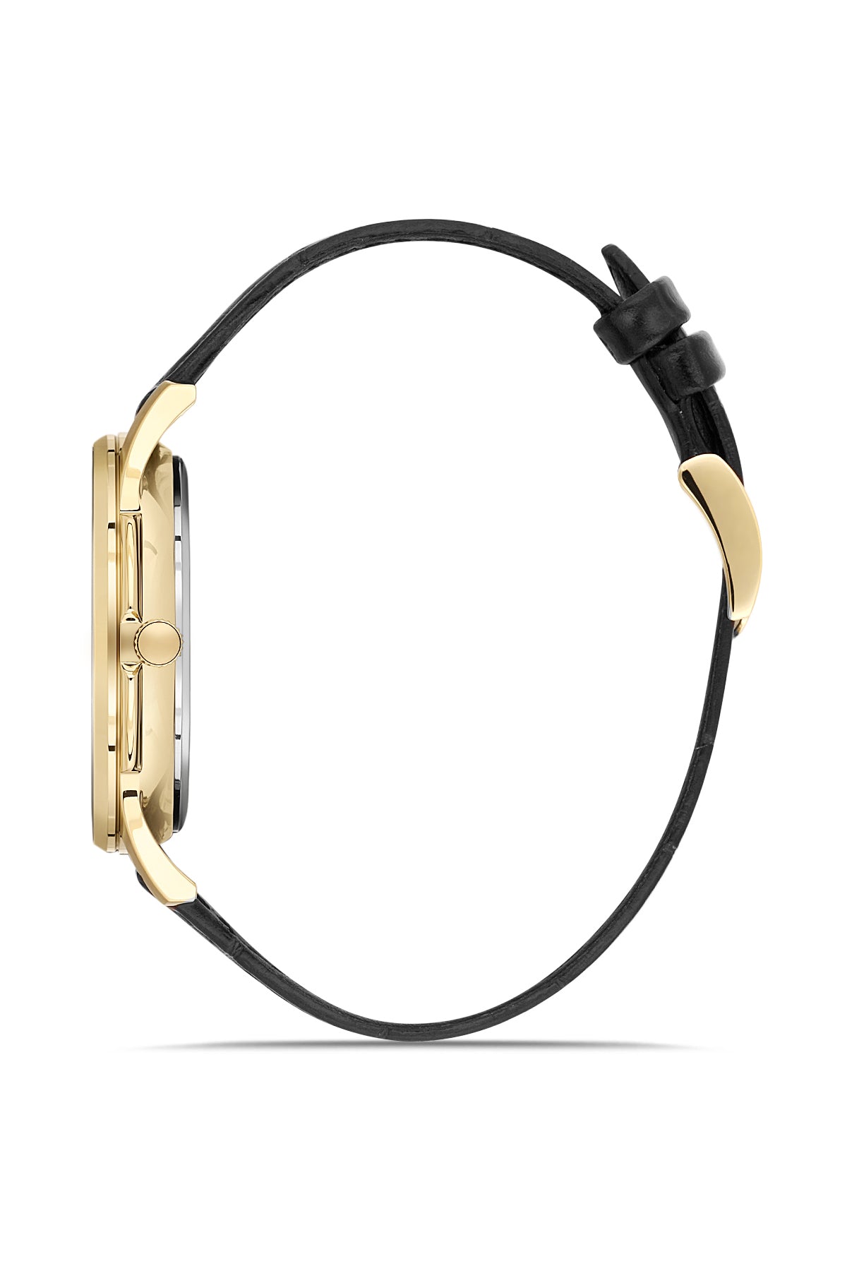 RMS Zeitmeister Black Dial Gold Plated Men's Watch - Black Genuine Leather Strap - RMS.1.AG2215.172