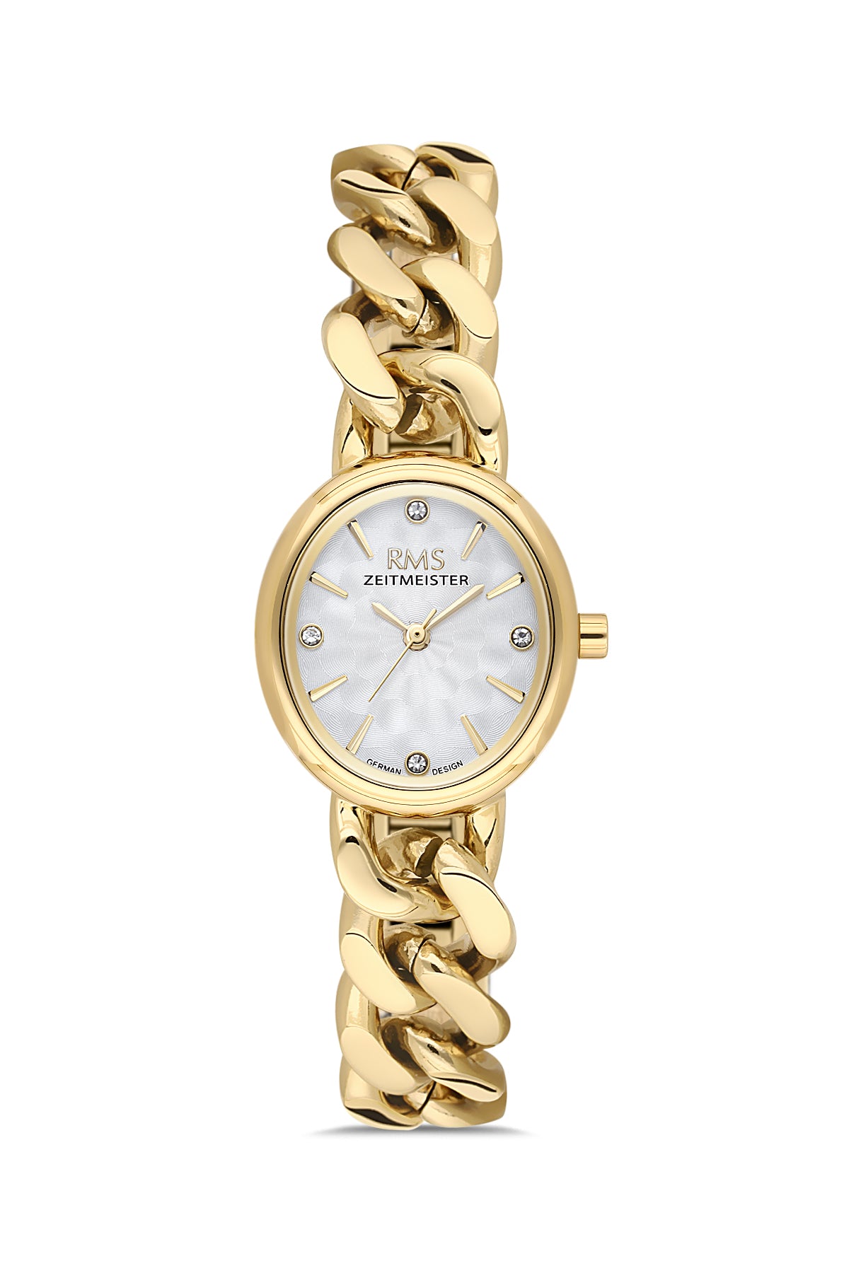 RMS Zeitmeister Silver Dial Gold Plated Women's Watch - Stainless Steel Bracelet - RMS.1.AG2230.20