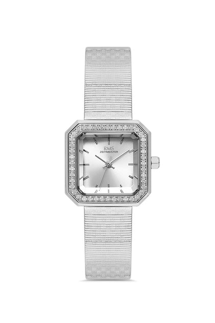 RMS Zeitmeister Silver Dial Silver Plated Women's Watch - Stainless Steel Mesh Bracelet - RMS.1.AG2190.10