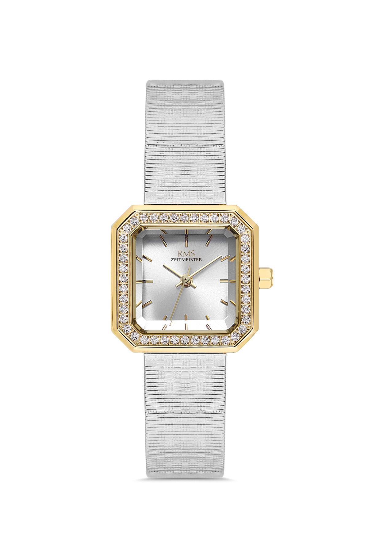 RMS Zeitmeister RMS.1.AG2190.40 women's watch with silver dial, two-tone case and mesh bracelet