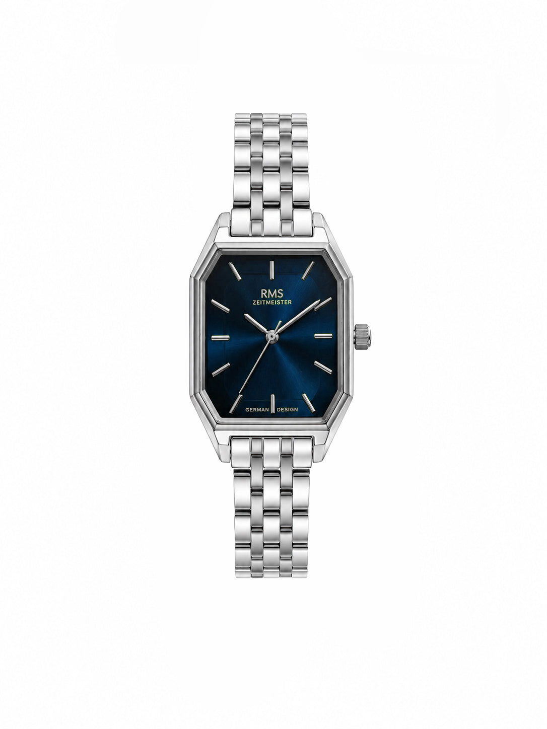 RMS Zeitmeister RMS.1.AG2170.13 women's watch with blue dial, silver case and stainless steel bracelet