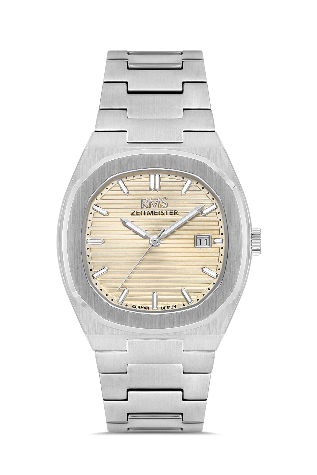 RMS Zeitmeister RMS.1.AG2172.17 men's watch with salmon dial, silver case and stainless steel bracelet