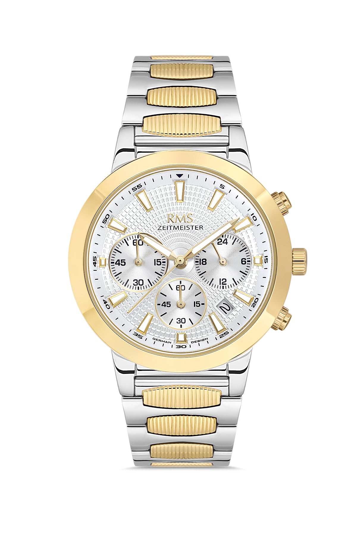RMS Zeitmeister RMS.1.AG2150.40 men's watch with silver dial, two-tone case and stainless steel bracelet