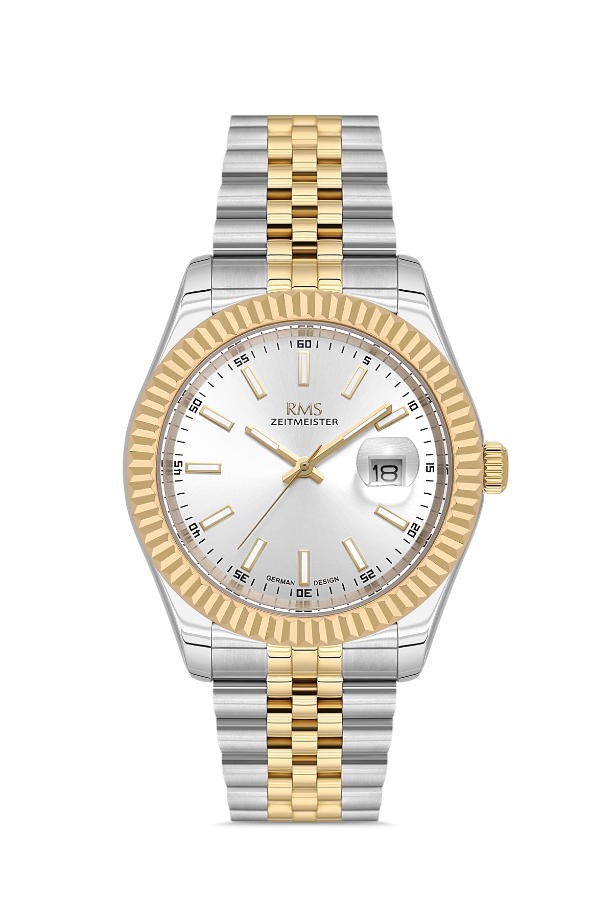 RMS Zeitmeister RMS.1.AG2147.40 men's watch with silver dial, two-tone case and stainless steel bracelet