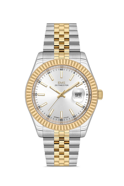 RMS Zeitmeister Silver Dial Two-Tone Plated Men's Watch - Stainless Steel Bracelet - RMS.1.AG2147.40