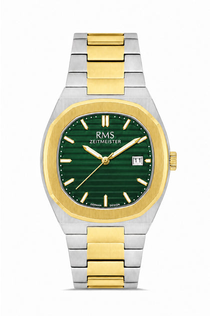 RMS Zeitmeister Green Dial Silver Plated Men's Watch - Stainless Steel Bracelet - RMS.1.AG2172.49