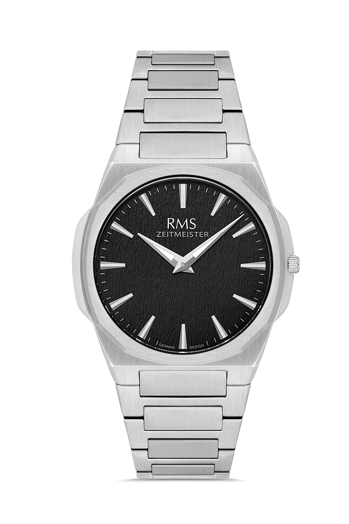 RMS Men's Black Dial Silver Stainless Steel Watch - RMS.1.AG2180.12