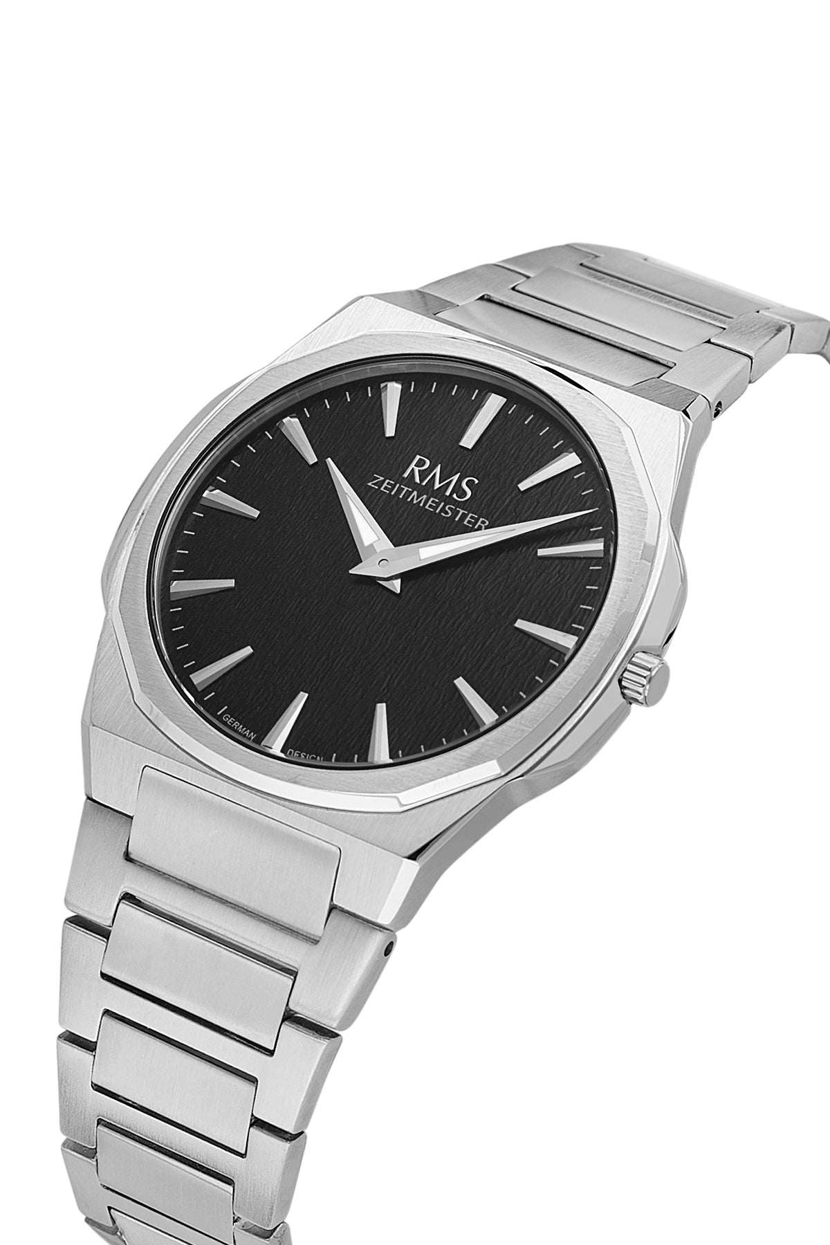 RMS Men's Black Dial Silver Stainless Steel Watch - RMS.1.AG2180.12
