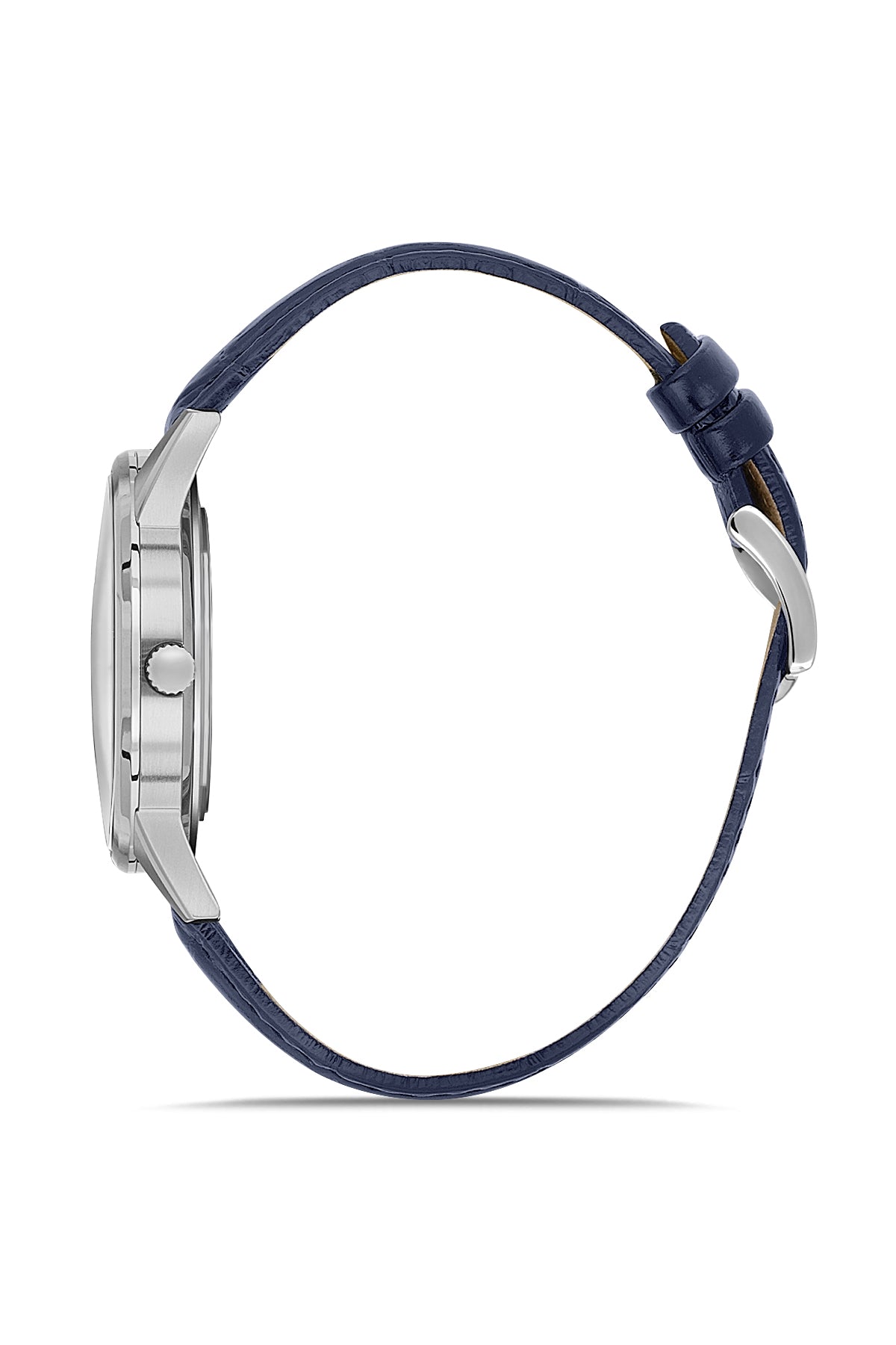 RMS Men's Blue Dial Silver Calendar Leather Watch - RMS.1.AG2194.103