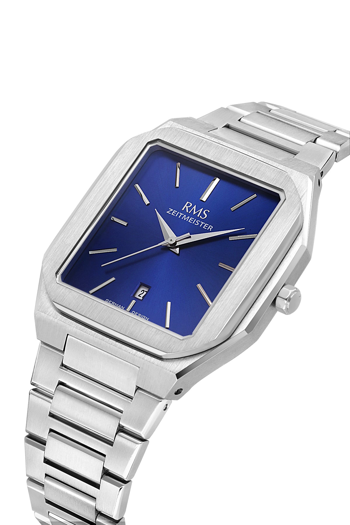 RMS Zeitmeister RMS.1.AG2181.13 men's watch with blue dial, silver case and stainless steel bracelet – view 3