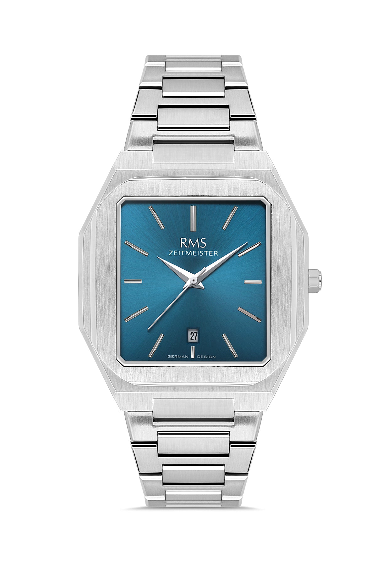 RMS Zeitmeister RMS.1.AG2181.14 men's watch with blue dial, silver case and stainless steel bracelet