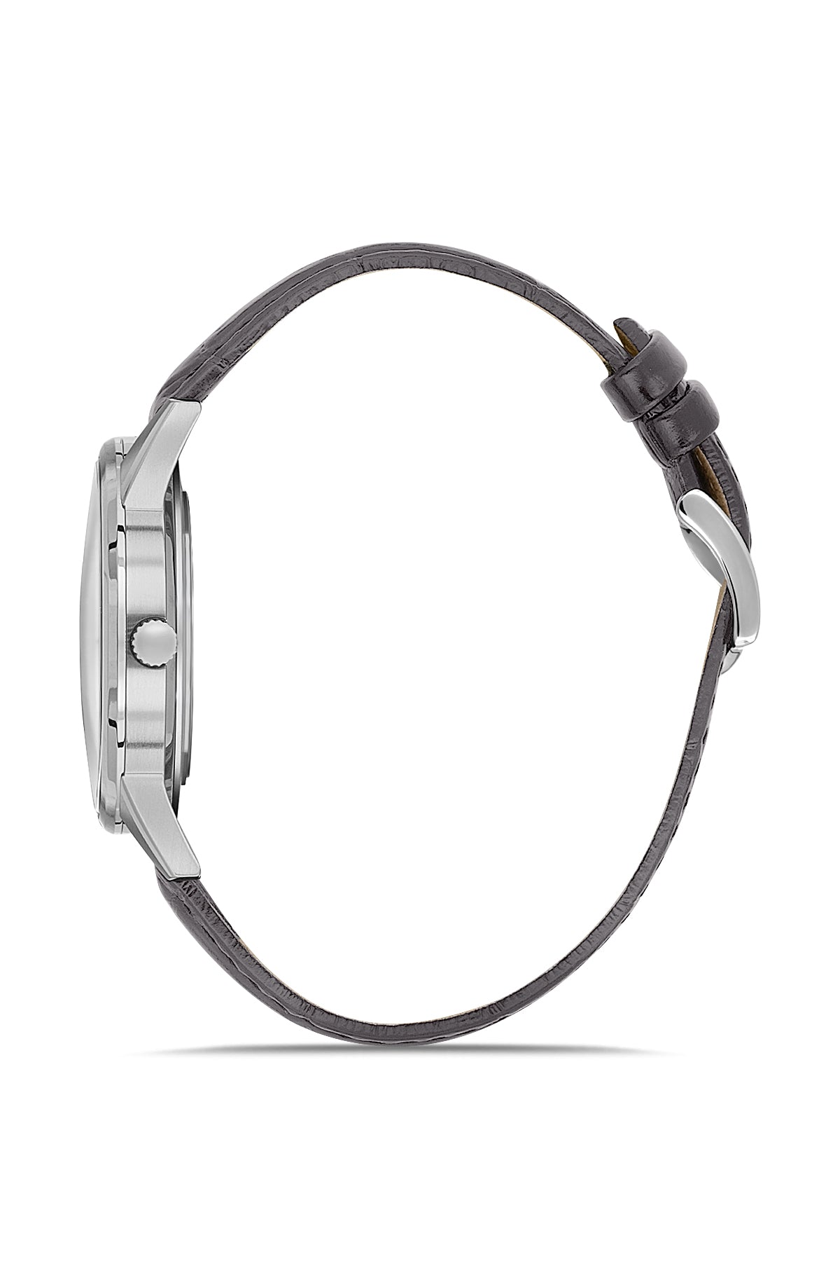RMS Men's Gray Dial Silver Calendar Leather Watch - RMS.1.AG2194.2215