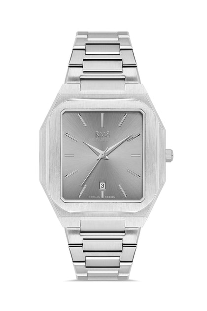 RMS Zeitmeister Grey Dial Silver Plated Men's Watch - Stainless Steel Bracelet - RMS.1.AG2181.115
