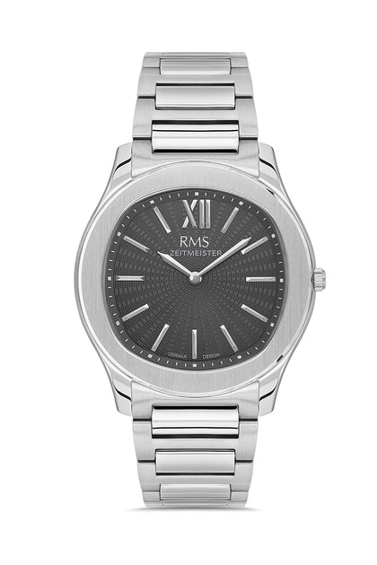RMS Zeitmeister Grey Dial Silver Plated Men's Watch - Stainless Steel Bracelet - RMS.1.AG2218.115