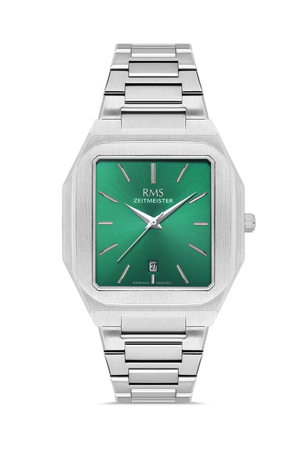 RMS Zeitmeister Green Dial Silver Plated Men's Watch - Stainless Steel Bracelet - RMS.1.AG2181.19