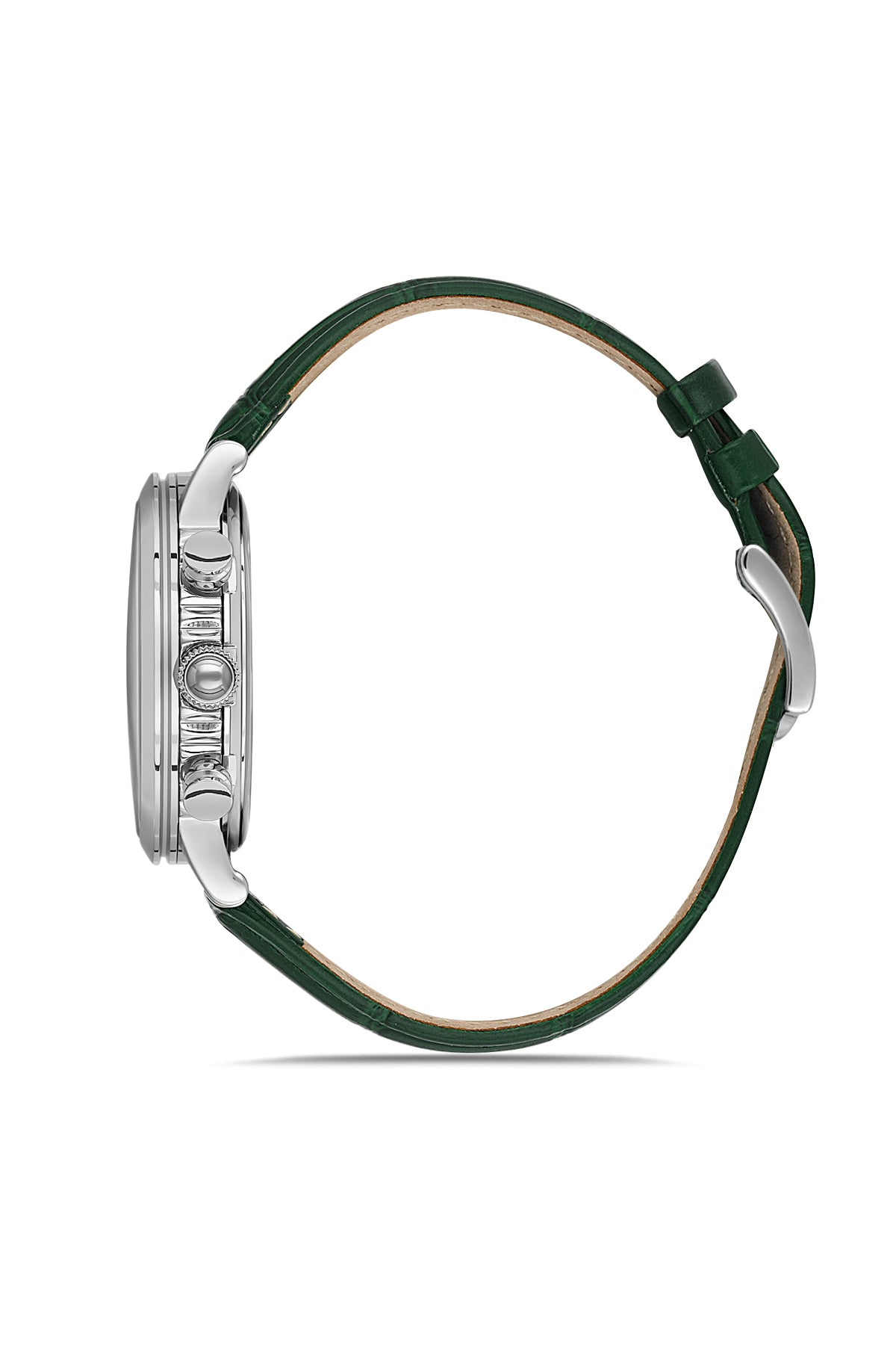 RMS Men's Green Dial Silver Chronograph Leather Watch - RMS.1.AG2178.1810