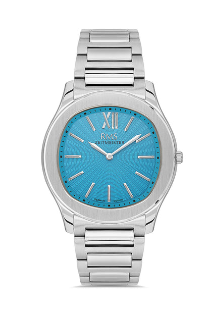 RMS Zeitmeister Light Blue Dial Silver Plated Men's Watch - Stainless Steel Bracelet - RMS.1.AG2218.119