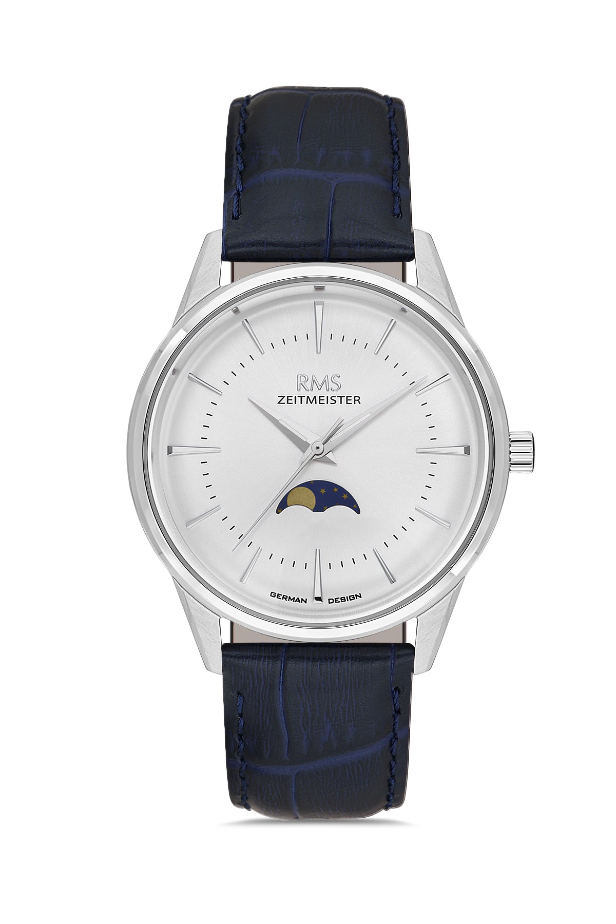 RMS Men's Silver Dial Silver Calendar Leather Watch - RMS.1.AG2194.220