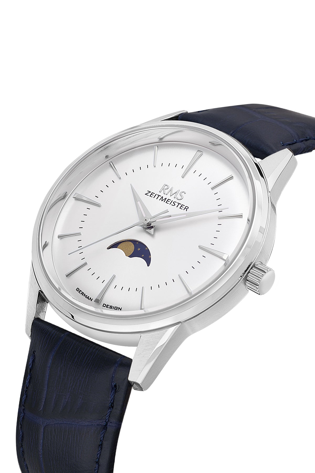 RMS Men's Silver Dial Silver Calendar Leather Watch - RMS.1.AG2194.220 - 3
