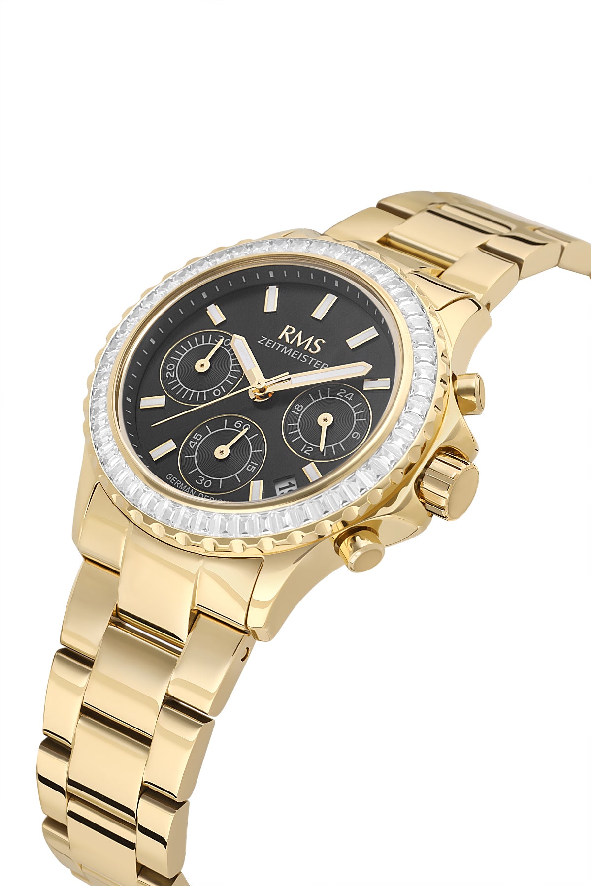 RMS Women's Black Dial Gold Multi Function Stainless Steel Watch - RMS.1.AG2169.22