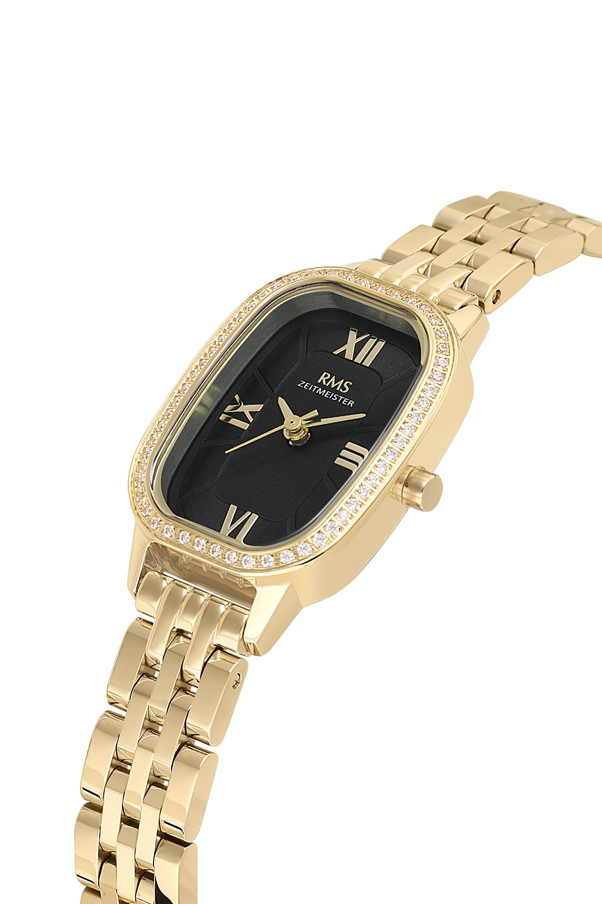 RMS Women's Black Dial Gold Stone Detailed Stainless Steel Watch - RMS.1.AG2158.22