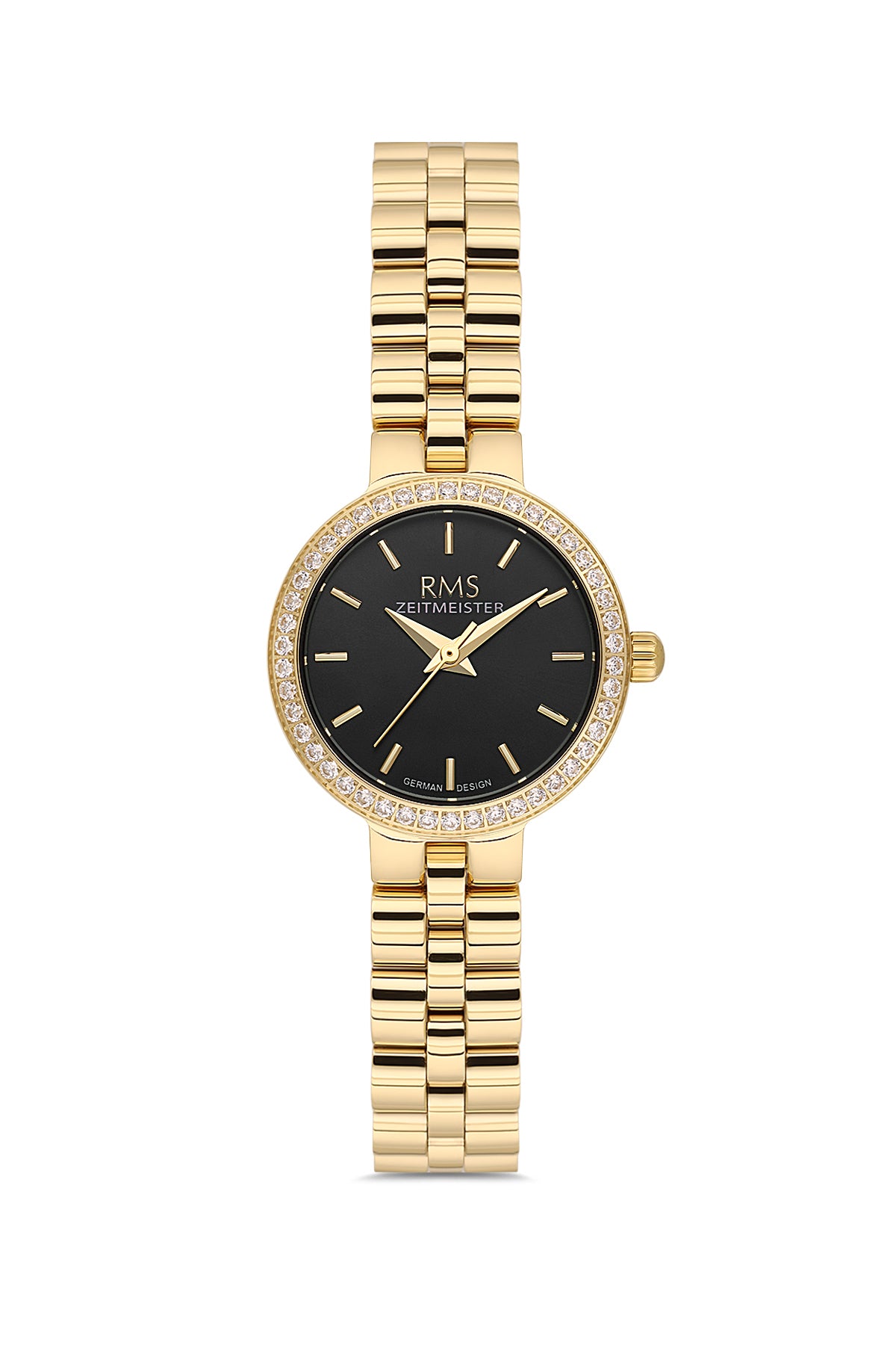 RMS Women's Black Dial Gold Stone Detailed Stainless Steel Watch - RMS.1.AG2226.22