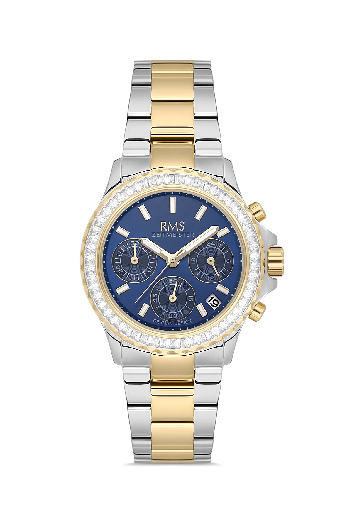 RMS Women's Blue Dial Gold & Silver Multi Function Stainless Steel Watch - RMS.1.AG2169.43