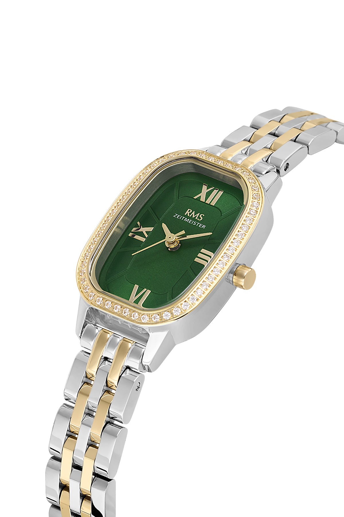 RMS Women's Green Dial Gold & Silver Stone Detailed Stainless Steel Watch - RMS.1.AG2158.49