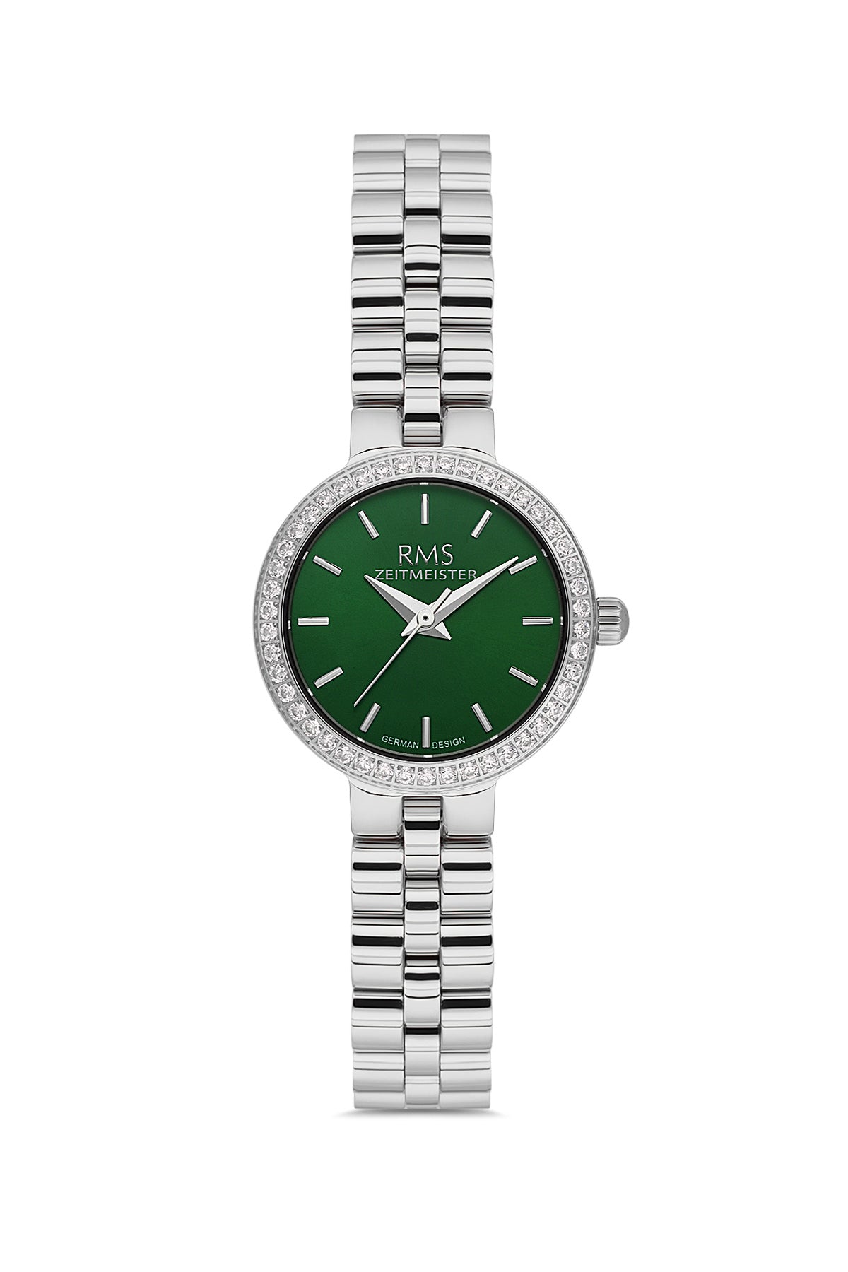 RMS Women's Green Dial Silver Stone Detailed Stainless Steel Watch - RMS.1.AG2226.19