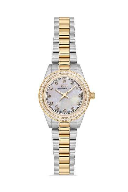 RMS Zeitmeister White Dial Gold & Silver Plated Women's Watch - Stainless Steel Bracelet - RMS.1.AG2163.40