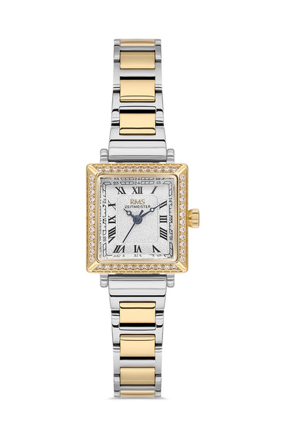 RMS Zeitmeister White Dial Gold & Silver Plated Women's Watch - Stainless Steel Bracelet - RMS.1.AG2167.40