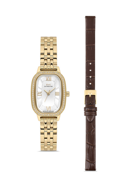 RMS Zeitmeister Silver Dial Gold Plated Women's Watch - Stainless Steel Bracelet - RMS.1.AG2158.20