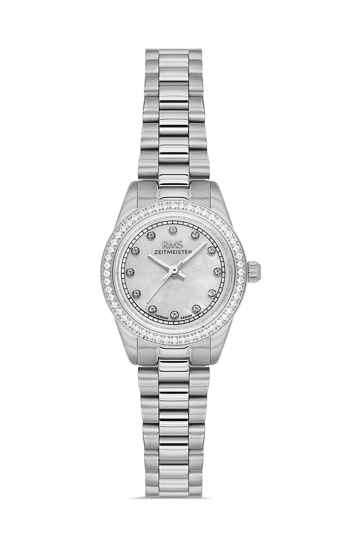 RMS Zeitmeister RMS.1.AG2163.10 women's watch with silver dial, silver case and stainless steel bracelet