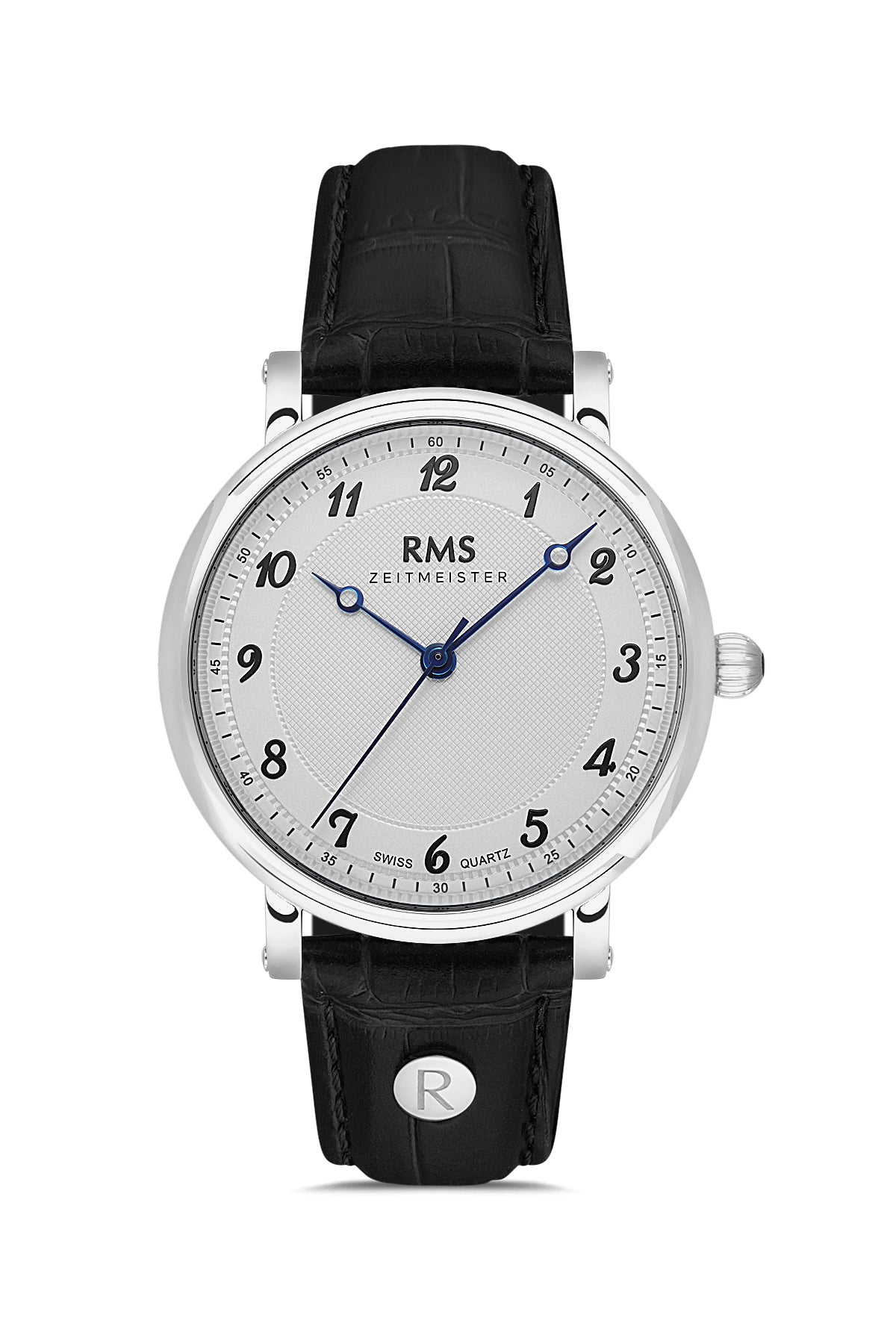 RMS ZEITMEISTER Men's Watch with White Dial and Black Leather Strap - RMS.1.AG1558.09