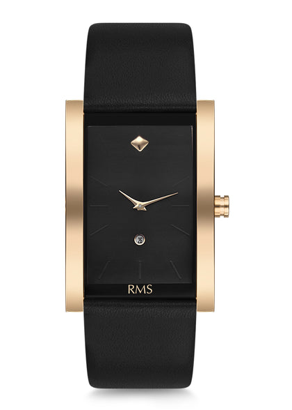 RMS Zeitmeister Silver Dial Silver Plated Men's Watch - Black Genuine Leather Strap - RMS.1.AG1116.02