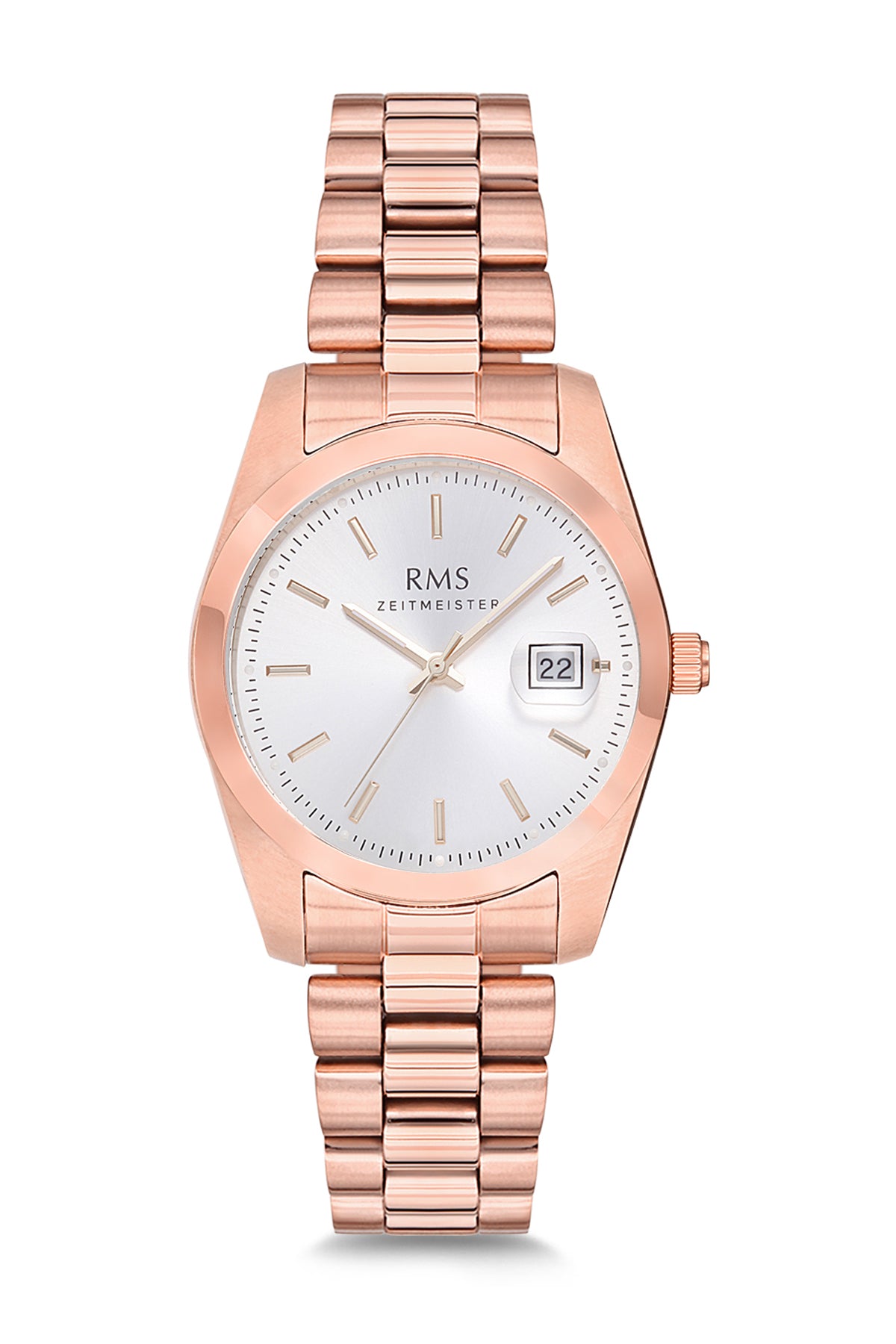 RMS Silver Dial Rose-Plated Women's Wristwatch