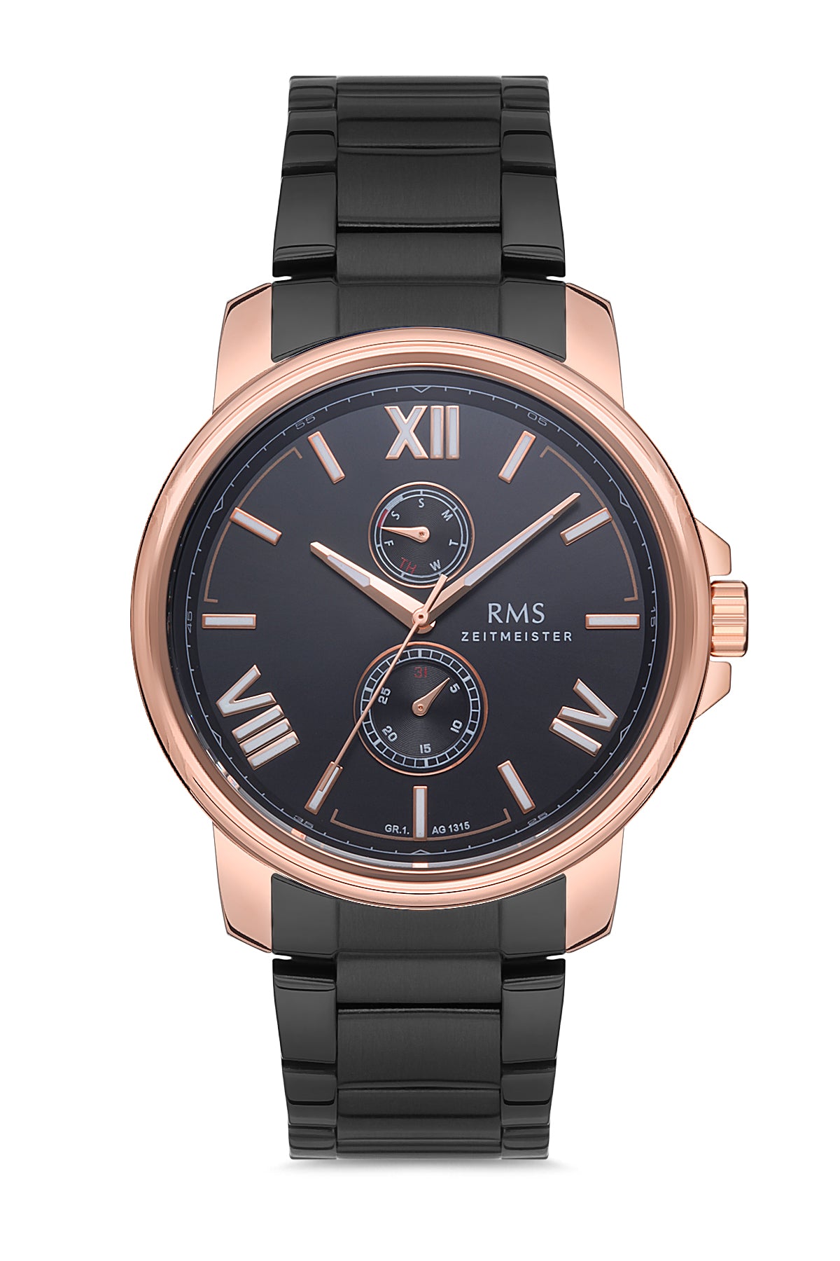 RMS Black Dial Rose Black Coated Men's Watch