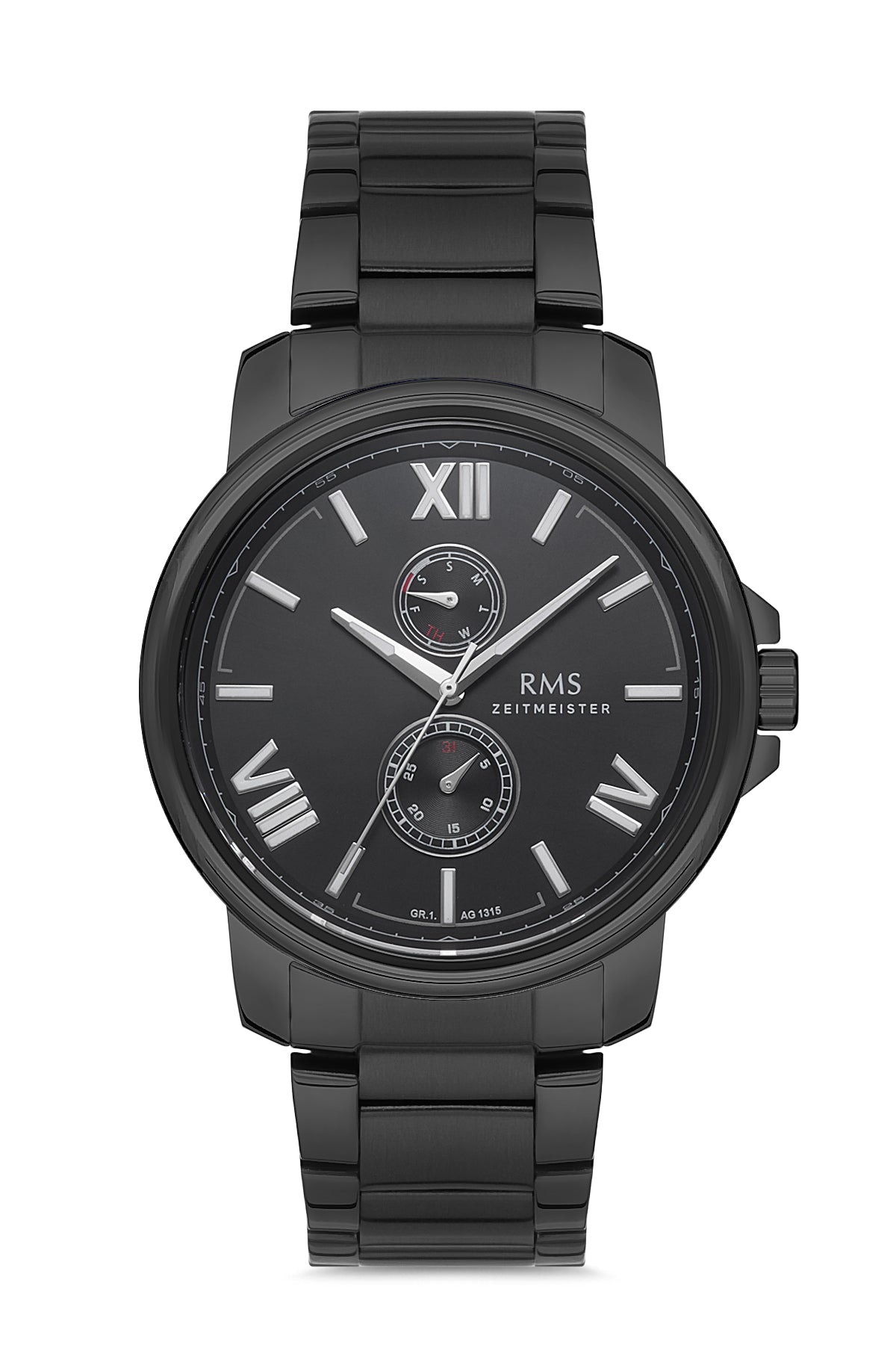 RMS Black Dial Black Coated Men's Watch