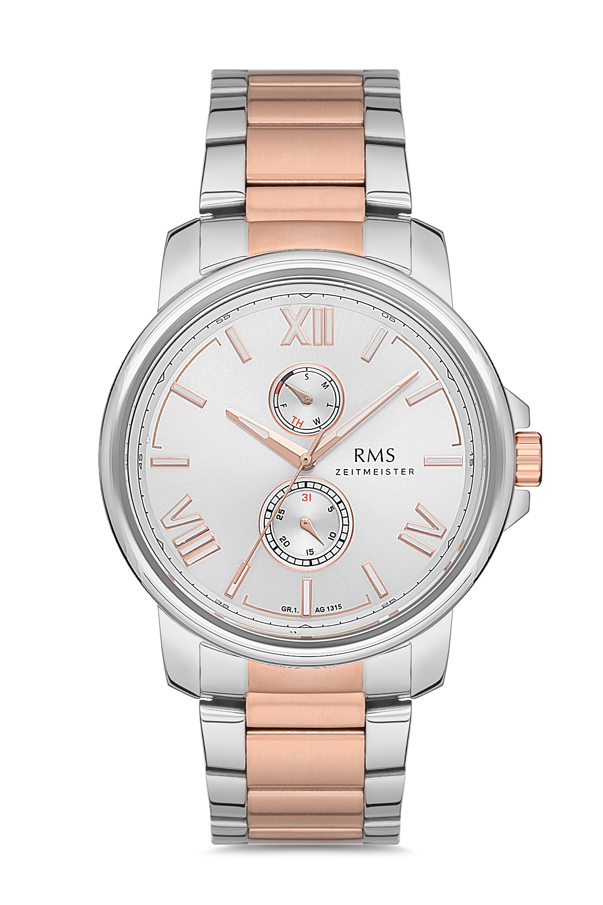 RMS Silver Dial Rose White Coated Men's Watch