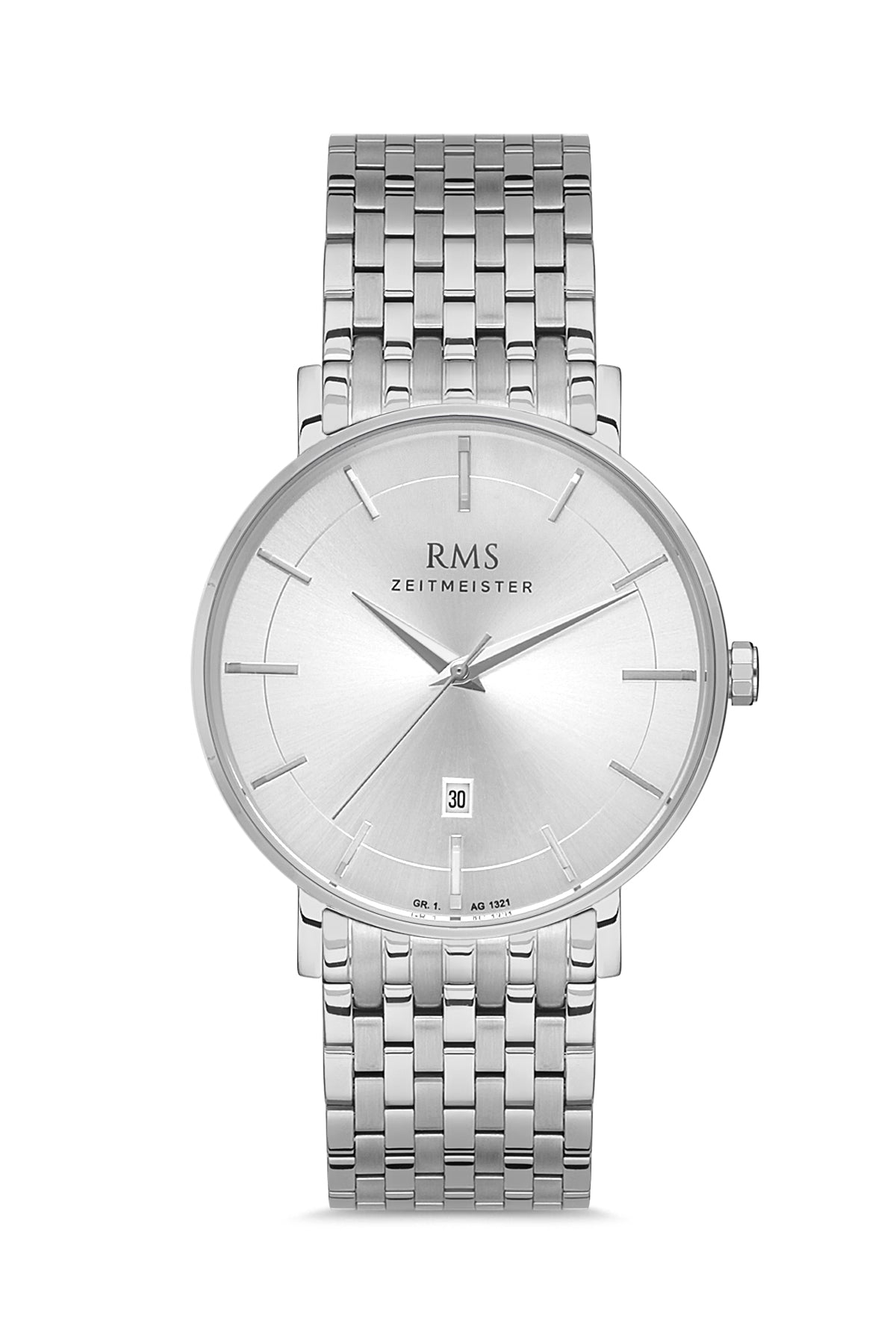 RMS SILVER DIAL SILVER PLATED MEN'S WATCH