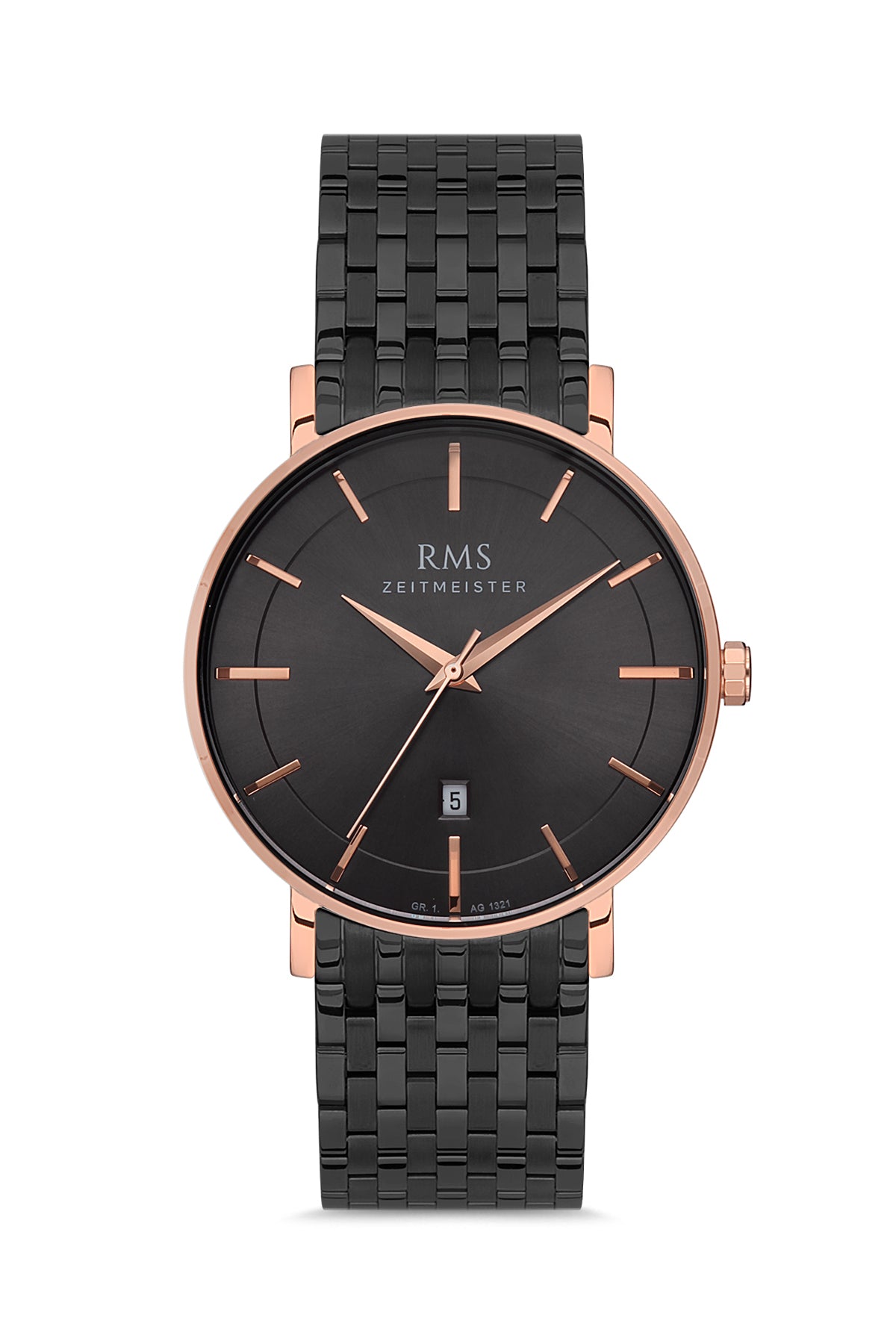 RMS BLACK DIAL ROSE BLACK PLATED MEN'S WATCH